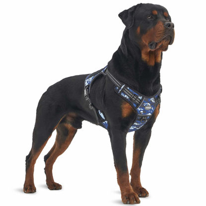 Picture of Auroth Tactical Dog Training Harness No Pulling Front Clip Leash Adhesion Reflective K9 Pet Working Vest Easy Control for Small Medium Large Dogs Blue Camo L