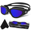 Picture of WIN.MAX Polarized Swimming Goggles Swim Goggles Anti Fog Anti UV No Leakage Clear Vision for Men Women Adults Teenagers (All Black/Blue Polarized Mirrored Lens)
