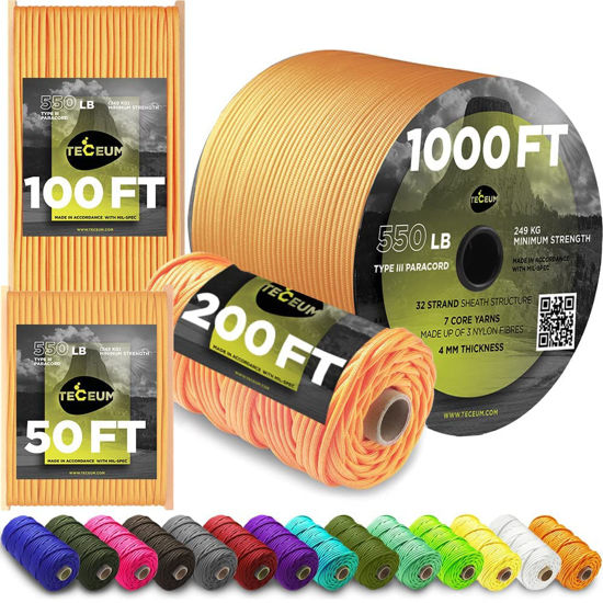 GetUSCart- TECEUM Paracord Type III 550 Apricot - 100 ft - 4mm