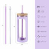 Picture of Kodrine 20oz Glass Water Tumble with Straw and Lid, Bamboo Lids Water Bottle, Iced Coffee Cup Reusable, Wide Mouth Smoothie Cups, Straw Silicone Protective Sleeve BPA FREE-Purple