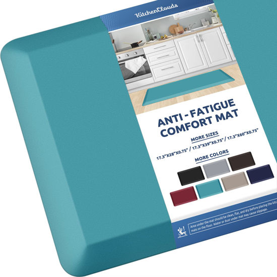 Picture of KitchenClouds Kitchen Mat Cushioned Anti Fatigue Kitchen Rug 0.75inch Waterproof Non Slip Kitchen Rugs and Mats Standing Desk Mat Comfort Floor Mats for Kitchen Sink Office (17.3"x39",Green)