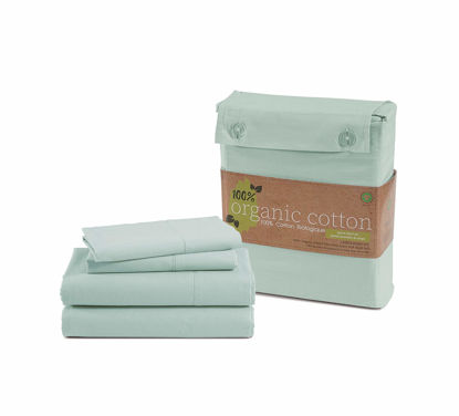 Picture of LANE LINEN 100% Organic Cotton Twin XL Sheets Set 3-Piece Pure Percale Bedsheets Soft Bedding Breathable Fits Mattress Upto 15" Deep - Cool Blue