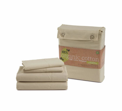 Picture of LANE LINEN 100% Organic Cotton Twin XL Sheets Set 3-Piece Pure Percale Bedsheets Bedding Breathable Fits Mattress Upto 15" Deep - Taupe
