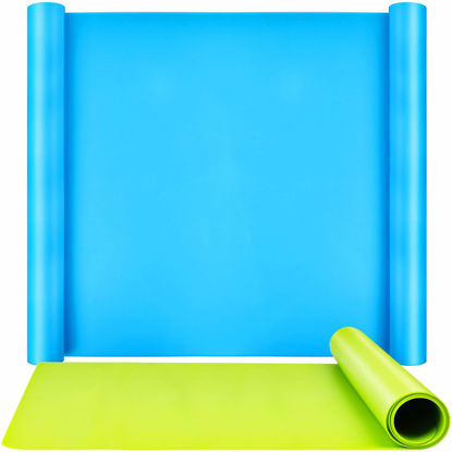 Picture of 2 Pack 59.5 x 49.5 cm Oversize Silicone Mats for Crafts, LEOBRO Thick Nonstick Silicone Craft Mats for Resin Molds, Multipurpose Silicone Mats for DIY Crafting Painting, Blue & Green