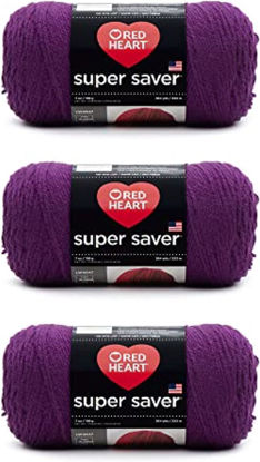 Picture of Red Heart Super Saver Yarn, 3 Pack, Dark Orchid 3 Count