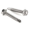 Picture of #14 x 2" Hex Washer Head Self Drilling Screws, Self Tapping Sheet Metal Tek Screws, 410 Stainless Steel, 50 PCS