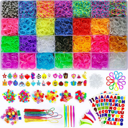 Picture of Momo's Den 12100+ Loom Rubber Bands Bracelet Kit, Big Giftable Case with Premium Quality Accessories, 28 Unique Bright Colour Bands, Refill Kit for Girls & Boys