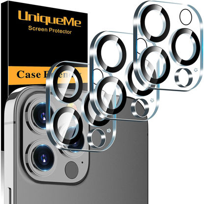 Picture of UniqueMe [3 Pack for iPhone 13 Pro/iPhone 13 Pro Max Camera Lens Protector, Tempered Glass [Case Friendly][New version][Scratch-Resistant][Easy Installation] - Clear