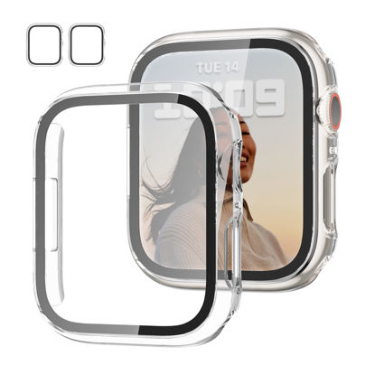 Picture of 2 Pack Case with Tempered Glass Screen Protector for Apple Watch Series 6/5/4/SE 44mm,JZK Slim Guard Bumper Full Coverage Hard PC Protective Cover HD Ultra-Thin Cover for iWatch 44mm,Clear+Clear