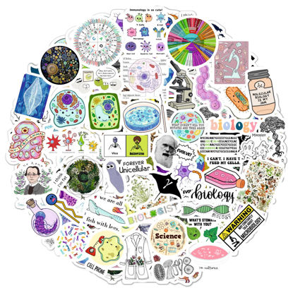 Picture of 100Pcs Funny Biology Stickers for Laptop & Water Bottles, Small Biology Sticker Pack for Teachers & Students - Funny Biology Gifts for College Students, Kids and Teachers, Biology Nerd Gifts