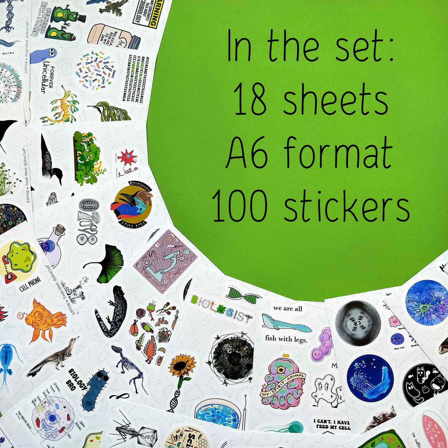 GetUSCart 100Pcs Funny Biology Stickers for Laptop & Water Bottles