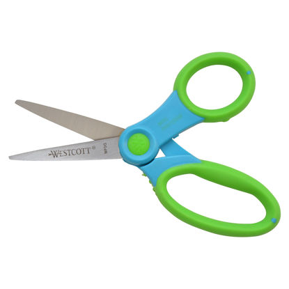 Picture of Westcott 14597 Right- and Left-Handed Scissors with Anti-Microbial Protection, Soft Handle Kids' Scissors, Ages 4-8, 5-Inch Pointed Tip