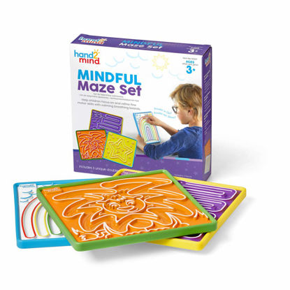 Picture of hand2mind Mindful Maze Boards, Learn Breathing Patterns, Mindfulness for Kids Anxiety Relief, Tactile Sensory Toys, Play Therapy Toys, Social Emotional Learning Activities, Calm Down Corner Supplies