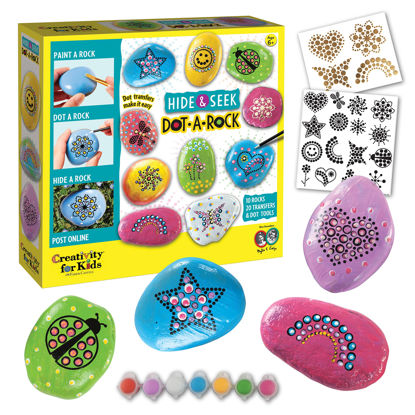 Picture of Creativity for Kids Hide and Seek Dot A Rock: Paint and Hide 10 Mandala Rocks - Rock Painting Kits for Ages 6-8, Kids Craft Kit