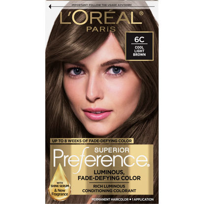 Picture of L'Oreal Paris Superior Preference Fade-Defying + Shine Permanent Hair Color, 6C Cool Light Brown, Pack of 1, Hair Dye