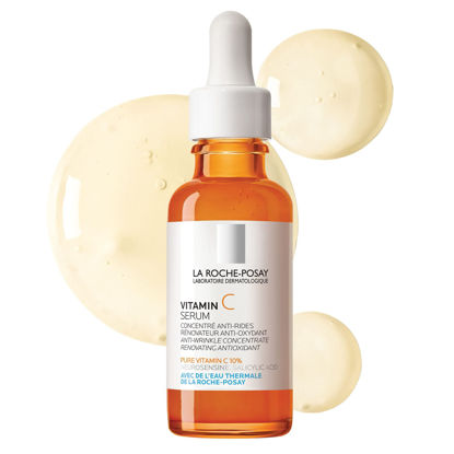 Picture of La Roche-Posay Pure Vitamin C Face Serum with Hyaluronic Acid & Salicylic Acid, Anti Aging Face Serum for Wrinkles & Uneven Skin Texture to Visibly Brighten & Smooth. Suitable for Sensitive Skin