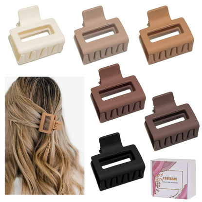 Picture of Medium Claw Hair Clips for Women Girls, 2" Matte Rectangle Small Hair Claw Clips for Thin/Medium Thick Hair, Hair Jaw Clips Nonslip Clips (Warm color)