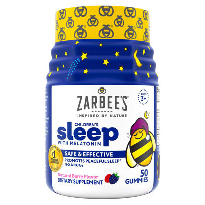 Picture of Zarbee's Kids 1mg Melatonin Gummy; Drug-Free & Effective Sleep Supplement for Children Ages 3 and Up; Natural Berry Flavored Gummies; 50 Count