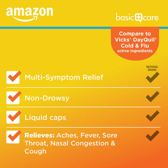 GetUSCart- Amazon Basic Care Daytime Cold and Flu Relief Softgels, Non ...