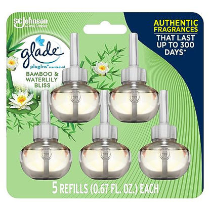 Picture of Glade PlugIns Refills Air Freshener, Scented and Essential Oils for Home and Bathroom, Bamboo & Bliss, 3.35 Fl Oz, 5 Count
