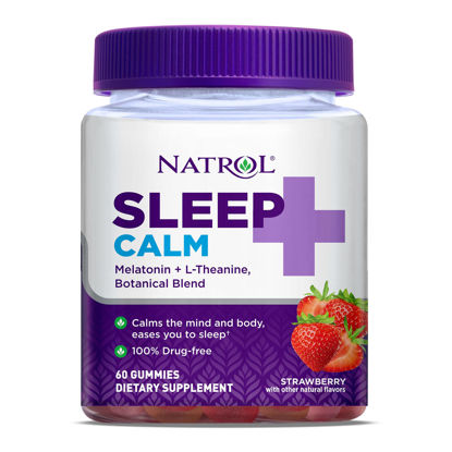 Picture of Natrol Sleep+ Calm, Drug Free Sleep Aid Supplement, Calm an Active Mind, Ease to Sleep, 60 Strawberry Flavored Gummies