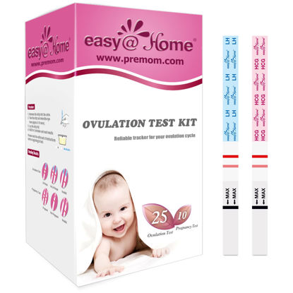 Picture of Easy@Home Ovulation & Pregnancy Test Strips Kit: 25 Ovulation Strips and 10 Pregnancy Tests - Accurate Fertility Tracker OPK | 25LH + 10HCG