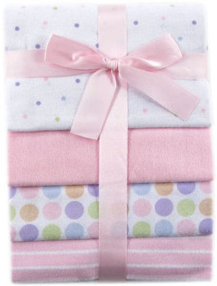 Picture of Luvable Friends Unisex Baby Cotton Flannel Receiving Blankets, Pink Stripe 4-Pack, One Size
