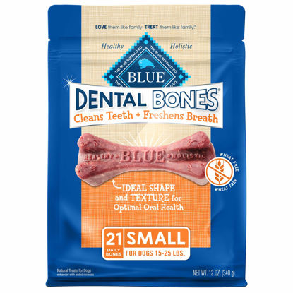 Picture of Blue Buffalo Dental Bones Small Natural Dental Chew Dog Treats, (15-25 lbs) 12-oz Bag