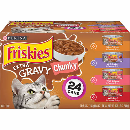 Picture of Purina Friskies Gravy Wet Cat Food Variety Pack, Extra Gravy Chunky - (24) 5.5 oz. Cans