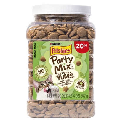 Picture of Purina Friskies Made in USA Facilities, Natural Cat Treats, Party Mix Natural Yums Catnip Flavor - 20 oz. Canister