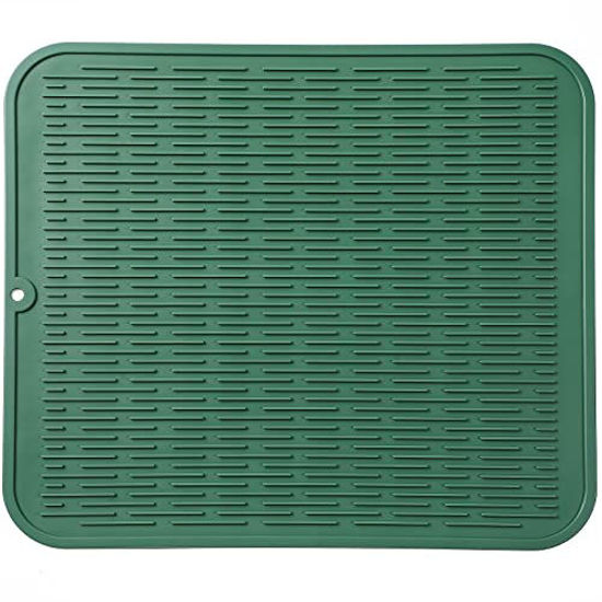 Picture of MicoYang Silicone Dish Drying Mat for Multiple Usage,Easy clean,Eco-friendly,Heat-resistant Silicone Mat for Kitchen Counter or Sink,Refrigerator or Drawer Liner Green XXL 24 inches x 18 inches