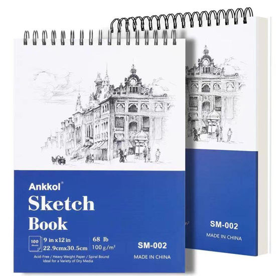GetUSCart- 9x12 Sketchbook - Sketch Book Pack of 2, 200 Sheets (68  lb/100gsm), Spiral Bound Artist Sketch Pad, 100 Sheets Each, Durable Acid  Free Drawing Paper, Ideal for Adults & Teens