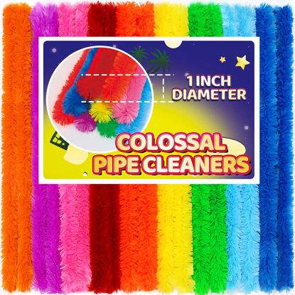 Picture of 18 pcs Craft Pipe Cleaners (Small, Multicolored Colossal Long Fuzzy Stems)…