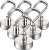 Picture of DIYMAG Magnetic Hooks, 25Lbs Strong Heavy Duty Cruise Magnet S-Hooks for Classroom, Fridge, Hanging, Cabins, Grill, Kitchen, Garage, Workplace and Office etc, (6 Pack-Silver),Screw in Hooks