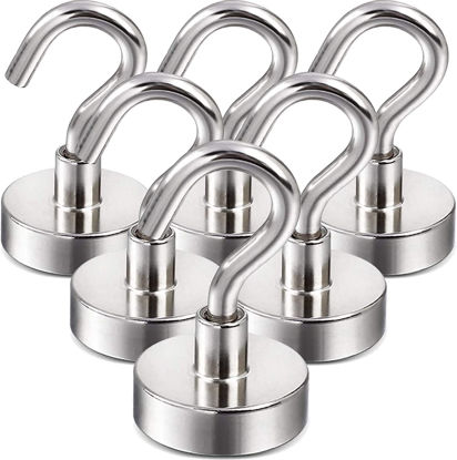 Picture of DIYMAG Magnetic Hooks, 25Lbs Strong Heavy Duty Cruise Magnet S-Hooks for Classroom, Fridge, Hanging, Cabins, Grill, Kitchen, Garage, Workplace and Office etc, (6 Pack-Silver),Screw in Hooks