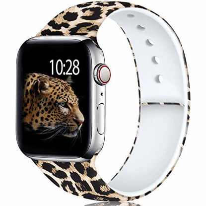 Picture of Laffav Compatible with Apple Watch Band 40mm 38mm for Women Men, Classic Leopard, M/L