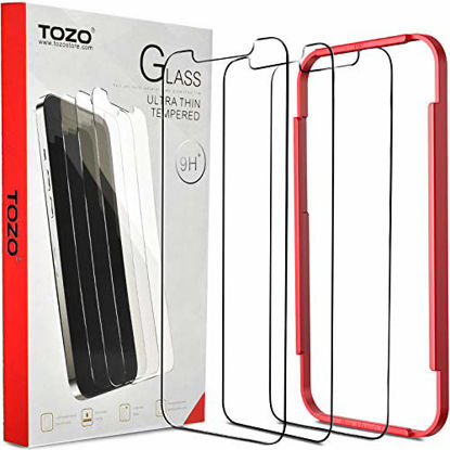 Picture of TOZO Compatible for iPhone 12 Pro Max Screen Protector 3 Pack Premium Tempered Glass 0.26mm 9H Hardness 2.5D Film Easy 6.7 inch