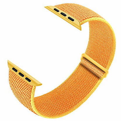 Picture of Ruiboo Sport Loop Compatible with Apple Watch Band 38mm 40mm 42mm 44mm iWatch Series 6 5 SE 4 3 2 1 Strap, Women Men Sport Weave Replacement Wristband Adjustable Breathable, 42mm 44mm Canary Yellow1