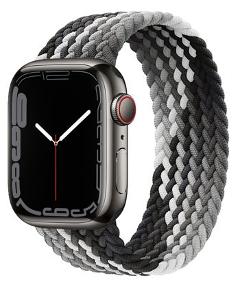 Picture of Proworthy Braided Solo Loop Compatible With Apple Watch Band 42mm 44mm 45mm for Men and Women, Stretch Nylon Elastic Strap Wristband for iWatch Series SE 7 6 5 4 3 2 1 (L, Gradient Black)