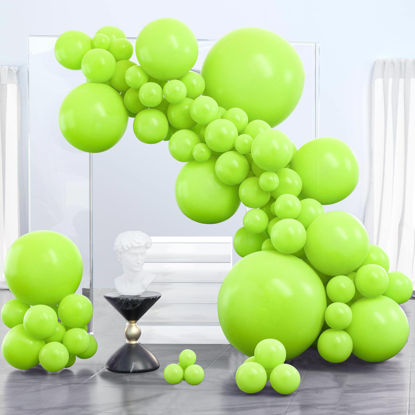 Picture of PartyWoo Lime Green Balloons, 100 pcs Green Balloons Different Sizes Pack of 36 Inch 18 Inch 12 Inch 10 Inch 5 Inch for Balloon Garland as Birthday Decorations, Wedding Decorations, Party Decorations