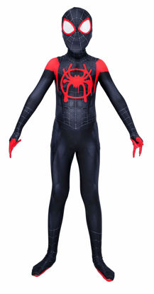 Picture of Riekinc Kids Superhero Suits Cosplay Jumpsuit Halloween Costumes Black XS