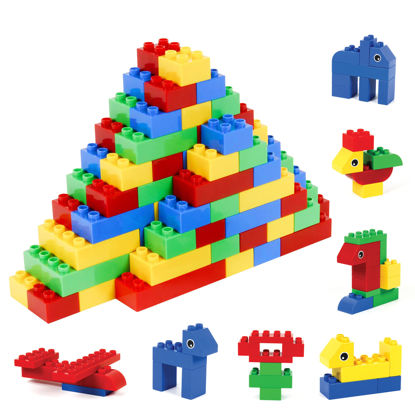 Picture of Brickyard Building Blocks 177 Pieces Large Building Block Toys for Children Ages 1.5-5, Bulk Block Set, Compatible with Duplo (177 pcs)
