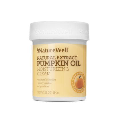 Picture of NATURE WELL Natural Extract Pumpkin Oil Moisturizing Cream for Face and Body, Non-Greasy, Ultra-Hydrating, No Parabens or Dyes, 16 Oz