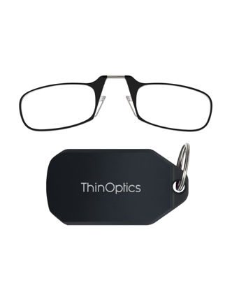 Picture of ThinOptics Keychain Case and Readers Rectangular Reading Glasses, Black, 44 mm + 1