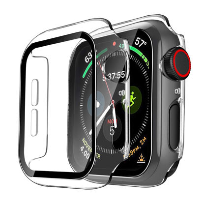 Picture of TAURI 2 Pack Hard Case Designed for Apple Watch SE/Series 6/5/4 40mm with 9H Tempered Glass Screen Protector, [Touch Sensitive] [Full Coverage] Slim Bumper Protective Cover, Clear