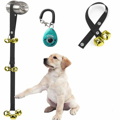 Picture of [Upgraded] Puppy Bells Dog Doorbells for Door Knob/Potty Training/Go Outside-Dog Bells for Puppies Dogs Doggy Doggie Pooch Pup Pet Hound Mutt Cat for Dog Lovers + Dog Training Clicker with Wrist Strap