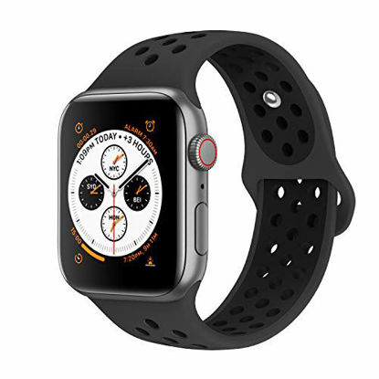 Picture of AdMaster Compatible with Apple Watch Bands 42mm 44mm,Soft Silicone Replacement Wristband Compatible with iWatch Series 1/2/3/4 -S/M Anthracite/Black