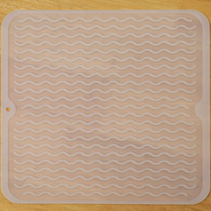 Picture of MicoYang Silicone Dish Drying Mat for Multiple Usage,Easy clean,Eco-friendly,Heat-resistant Silicone Mat for Kitchen Counter or Sink,Refrigerator or Drawer liner Translucent M 12 inches x 12 inches