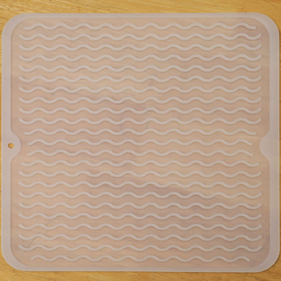 Picture of MicoYang Silicone Dish Drying Mat for Multiple Usage,Easy clean,Eco-friendly,Heat-resistant Silicone Mat for Kitchen Counter or Sink,Refrigerator or Drawer liner Translucent M 12 inches x 12 inches