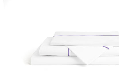 Picture of 100% Cotton Marrow Percale Sheet Set, King Size, Mauve Lavender, 4 Pieces - 1 Breathable Flat Sheet, 1 Deep Pocket Fitted Sheet and 2 Pillowcases, Crisp Cool and Strong Bed Linen